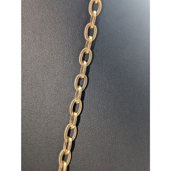 J. Crew Brown Crystal Encrusted Interlocking Link Toggle Clasp 30" Necklace - Picture 5 of 10